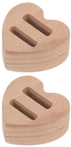 Milisten Supports de Bagues Résistant la Déformation en Bois Marron Lot de 2 de Cœur Simple et Mode pour Bijouteries et Supermarchés