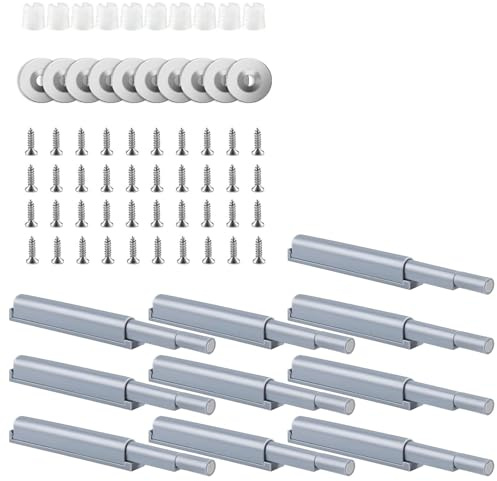 PARFCO 10 Stück Drucktüröffner, Magnetische Dämpfer für Küche und Möbel, Softclose Türdämpfer für Schranktüren, Schranktür Dämpfer mit 3mm Feineinstellung, Graue Türbegrenzer
