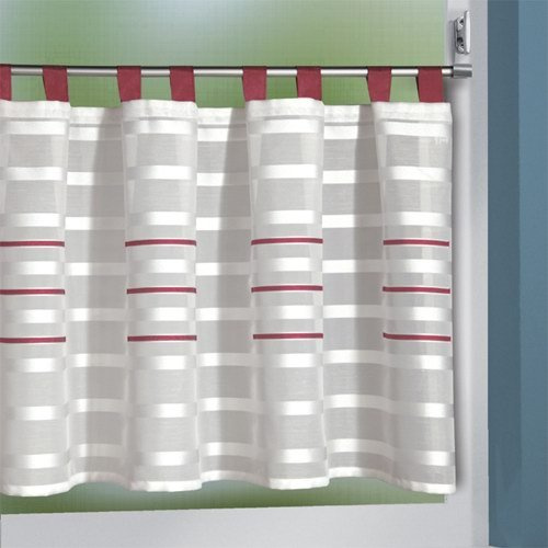 Interdeco Scheibengardinen (2 Sets), Schlaufen-Kurzstores, Weiß/Rot, BxH 140 x 50 cm Oxana (70)