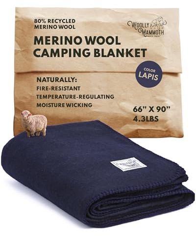 Woolly Mammoth Woolen Company Explorer Collection coperta di lana 66 x 90 blu marino