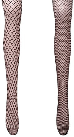 AONER 2 Pares Medias de Rejilla de Red Calcetines de Rejilla para Mujer Fishnet Tights Talla Unica (Negro * 2 Pares)