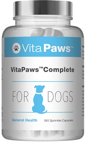Multivitamins for Dogs | VitaPaws Complete | Includes Vitamin C, Vitamin B6 & Vitamin A | 180 Sprinkle Capsules Ideal for Fussy Pets | UK Manufactured