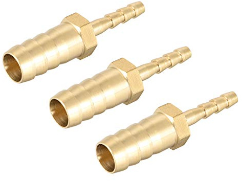 sourcing map Straight Brass Barb Fitting Reducer, Fit Hose ID 10mm to 4mm 3pcs