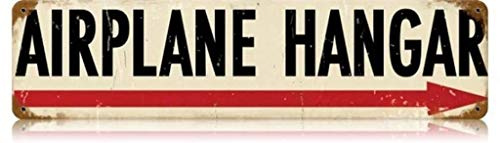 Flugzeug Hangar Retro Metallschilder 40x10cm Hinweisschild für drinnen und draußen Hof Straßenschilder