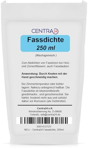 Centra24 Fassdichte 250ml – Fasstürdichte Dichtmasse für Holzfässer | Fettfrei & lebensmittelecht | Fasstalg & Dichtmasse zum Holz Abdichten im Garten | Zuverlässige Fasstürdichte für Fässer
