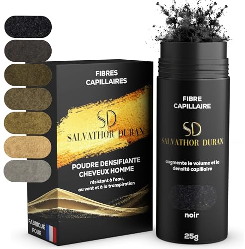Fibras Capilares Negro 25g | Fibra Capilar Hombre y Mujer para Cubrir Calvas, Disimular Calvicie y Aumentar Volumen Cabello | Fibras Capilares Resistentes al Agua con Efecto Natural