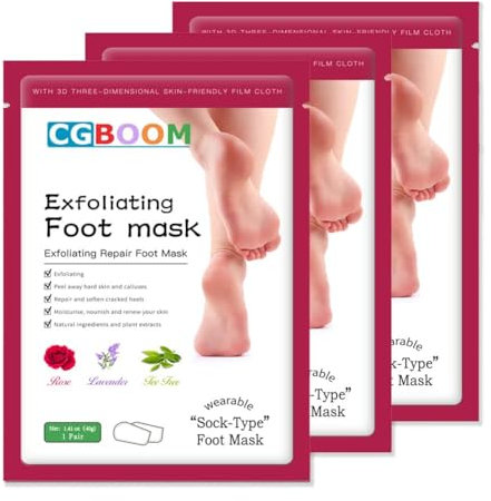 3 Pack Foot Peel Mask, Exfoliating Socks Calluses Remover, Aloe Moisturizing Feet Peeling Mask for Dry Skin, Cracked Heels, Foot SPA Socks for Women and Men (Rose)
