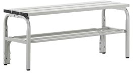 Sypro | Umkleidebank mit Aluminiumleisten | HxT 450 x 350 mm | Länge 1015 mm | lichtgrau | Schuhrost