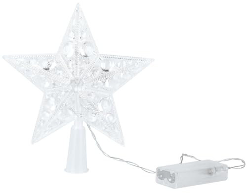 FRCOLOR Light up Christmas Tree Toppers LED Tree Top Star Lighted Christmas Star Glowing Topper Xmas Ornament Party Supplies without Battery