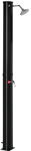 Outsunny Ducha Solar climatizada de jardín de 55° para Exteriores, Ducha de jardín de 35L con Mezclador, para Piscina y Camping, Negro