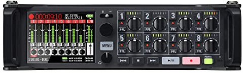 ZOOM F8N PRO Multitrack Field Recorder – Professionelles 32-Bit Audioaufnahmegerät mit 8 Preamps – Ideal für Film, Musik, Sounddesign – EU-Version – Schwarz