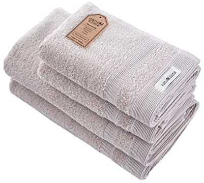 PandaHome Handtuch Set aus Baumwolle - 2 Badetucher, 2 Handtücher - 100% Baumwolle Towel, Schnelltrocknend Weich Saugstark 500 g/m² (Beige)