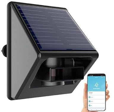 Luminea Home Control Solar Bewegunsmelder: Outdoor-PIR-Sensor mit ZigBee-WLAN-Gateway und Solarpanel, IP55 (WLAN-Bewegungsmelder Akku, Outdoor ZigBee Motion Sensor)