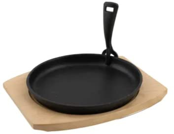 Barbecook Poêle en Fonte + Dessous de Plat Bambou pour Barbecue