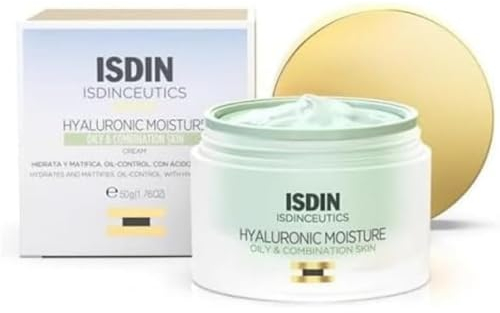 ISDIN Isdinceutics Hyaluronic Moisture Oily & Combination Skin (50 g) | Crema Viso Idratante con Acido Ialuronico Puro | Pelli Mista/Grassa
