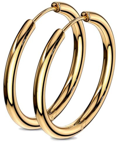 viva-adorno 1 Paar Klappcreolen Hoop Ohrringe Edelstahl Creolen ER96