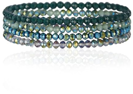 INGJIA Kristall Perlen Armband Mehrschichtiges Steine Armband Boho Modeschmuck Beste Freundin Geschenke