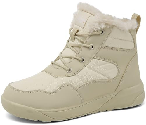 ChayChax vinterstövlar dam vinterskor vattentäta varma fodrade snöstövlar halkfria ankelstövlar kort skaft stövlar vinter utomhus, Beige, 43 EU