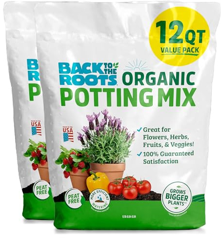 Back to the Roots 100% Organic Potting Mix (Value 12 Quart) | Premium Blend | Made in the USA