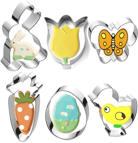 Pascua Moldes Para Galletas Grande- Conejo, Zanahoria, Mariposa, Huevo, Pollito, Cortador de Flores Cookie Cutters Acero Inoxidable