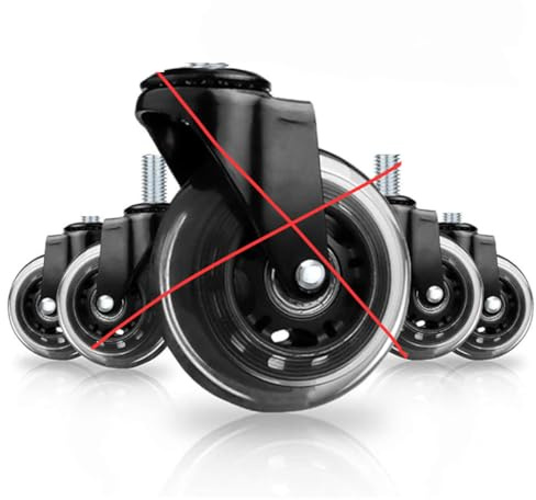 Bürostuhl Rollen 2,5/3 Zoll, Rollen mit Gewinde 3/8 Zoll (M10), Leises Gleiten Bürostuhl Rollen, Hohe Tragfähigkeit, 5er-Set/6er-Set (Size : 5PCS-2.5in)