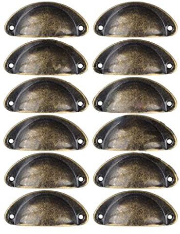 rongweiwang 12 Stück Schrankknöpfe im Vintage Stil, kleine Möbelbeschläge, Halbkreis Schubladengriff, Tür, Schrank, Kleiderschrank, Dressing, Küche