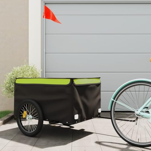 CIADAZ Lastenanhänger für Fahrrad Schwarz und Grün, 45 kg Traglast, Eisenrahmen, 120 cm hoch, für Erwachsene und Outdoor-Enthusiasten, Fahrradanhänger, Trailer