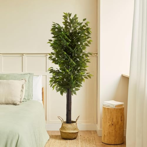 BLAINE | Vild ficus 180 cm | Dekorativa konstväxter | Stor konstväxt | Konstväxter för inom- och utomhusbruk | Realistisk dekorativ konstväxt för hemmet