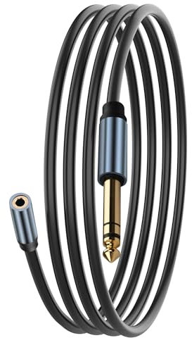 JSADZKJ Cable de extensión de 1/4 a 1/8 de 6,35 mm 1/4 macho TRS a 3,5 mm 1/8 hembra TRS estéreo jack convertidor adaptador de cable de extensión 6,35 mm a 3,5 mm cable de 5,9 pies