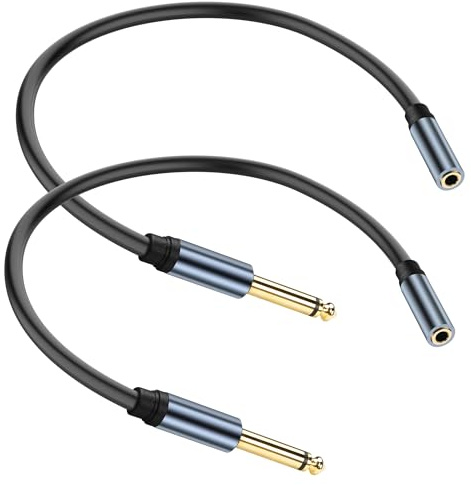 JSADZKJ Cavo adattatore da 1/4“ a 1/8” da 3,5 mm Stereo TRS a 6,35 mm Mono TS Audio Jack Converter, cavo audio da 6,35 mm 1/4 di pollice maschio a 3,5 mm 1/8 di pollice femmina 30 cm