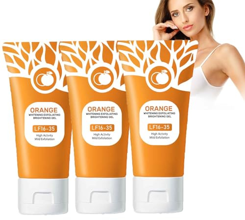 Skalande gel kvinnors ansikte, blekning orange exfolierande blekningsgel, apelsiner peeling gel ansiktsskrubb för att minska hudfläckar djuprengöring och utjämning (3 st)