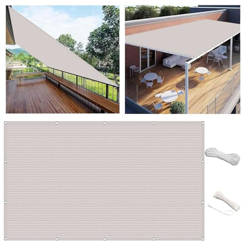 Vela Ombreggiante 1.2 x 1.7 m Antivento, Traspirante e Ad Alta Protezione Solare Vela Ombreggiante con Kit di Fissaggio Rete Telo Ombra con Kit Fissaggio per Esterno Terrazza, Bianco