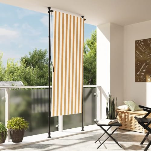 ZEYUAN Außenrollo Orange und Weiß 120x270 cm Stoff und Stahl, Sonnenschutz Balkon, Senkrechtmarkise Außen, Sonnensegel Aufrollbar, Windschutz Balkon, Balkon Sichtschutz - 368769