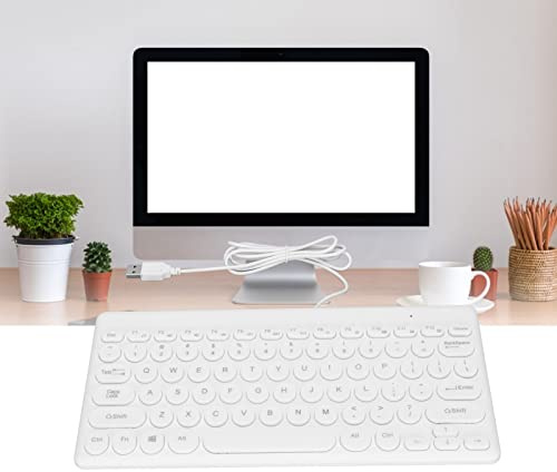 Clavier USB Filaire 78 Touches, Touches Rondes de Conception Ergonomique, Technologie de Sérigraphie UV, économie D'énergie, Petit Clavier Robuste et Stable pour Universel (Blanc)