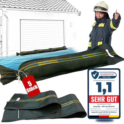 10 x Sandsäcke zum Befüllen 25x100 cm, UV-beständig, Robustes Monofilgewebe, Silosandsäcke inkl. Griff & Bindedraht, ideal für Tiefgaragen, Keller, Garageneinfahrten und Hochwasserschutz. (10)