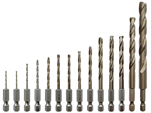 NordWolf 14-Piece Metric Cobalt Drill Bit Set for Stainless Steel & Hard Metals, with 1/4 Hex Shank for Quick Chucks & Impact Drivers, Sizes 1.5mm to 10.0mm in Storage Case