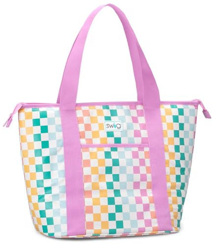 Swig Life Zippi Kühler Isolierte Kühltasche Faltbare Softtasche mit Reißverschluss Groß & Isoliert Wasserdicht für Getränke BPA Frei Lebensmittelecht (Check Mate)