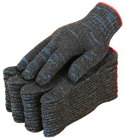 12 Paar blau und schwarz gestreift Baumwollhandschuhe bequeme, schnittfeste rbeitshandschuhe Industrieschutzhandschuhe，Verwendbar für die täglichen GebrauchWerkstatt Mechanik Bau Bewegen Gartenarbeit