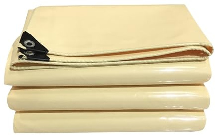 Telone di tela cerata impermeabile resistente per campeggio all'aperto, 100% impermeabile, pieghevole e Dusoof, ideale per barche Basha, camion, beige, dimensioni 4 x 5 m
