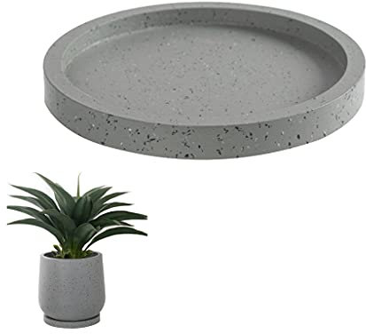 Rundes Pflanztablett aus Kunststoff für Innen- und Außenpflanzen, 26 cm, Blumentopf-Untersetzer, grau, Pflanzpalettenkissen, keine Löcher, langlebig und wasserdicht