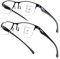 Missfive 2 Pack Gleitsichtbrille Herren Progressive Multifokus Lesebrille, TR90 Bügel Blaues Licht Blocking Anti UV/Augenbelastung Gleitsicht Lesebrille No-Line Halbrahmen Multifokalbrille, 2.0x