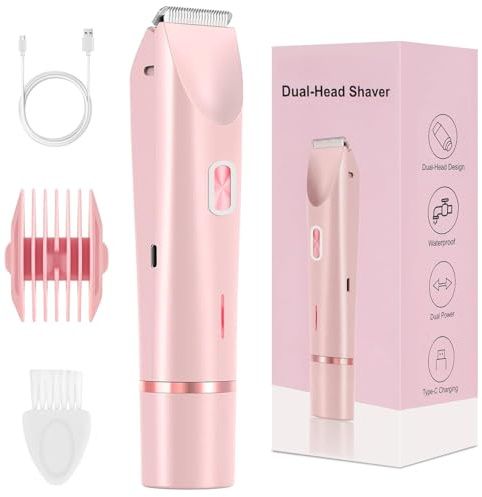 QNHMPW Afeitadora de doble cabeza mejorada para mujer, maquinilla de afeitar eléctrica para mujer, afeitadora corporal 2 en 1 (rosa)