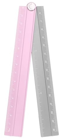 QUARKZMAN Faltlineal 30cm Metrisch Faltbares Lineal aus Aluminium Winkelmesser Geometrisches Messwerkzeug mit Winkellinie für Architekten Künstler Büro, Pink Silber Ton