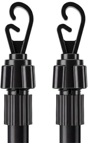 2.4M Telescopic Washing Line Prop Pole Metal Clotheslines Heavy Duty Home Garden Laundry Support Drying Line Poles Dry Clothes Drying Airer Washing Pole Extenedable to 2.4M Black Pack of 2