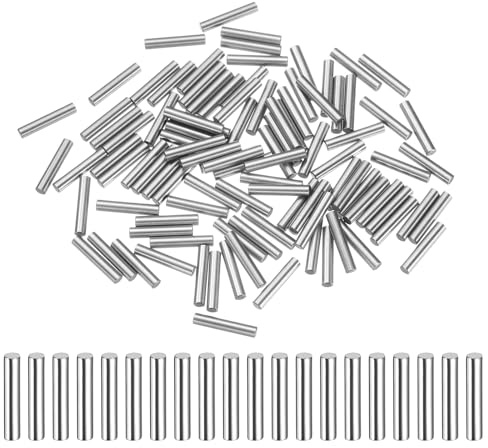 sourcing map 100 Stück 2 mm x 12 mm Dübelstifte, Lagerstahl, zylindrische Dübelstifte, Regalstützstifte, Stangenbefestigungselemente, Metallregalheringe +/-0,02 mm Durchmessertoleranz, Silberton
