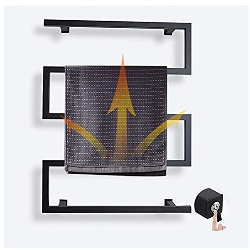 MYUYEE Scaldasalviette Elettrico Portatile in Acciaio Inox con 5 Barre riscaldate scaldasalviette Impermeabile a Parete Interruttore a LED,