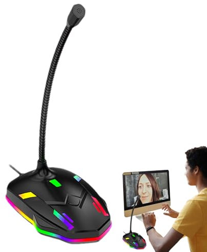 Gvblkq Microphone pour PC, ordinateur portable à condensateur, microphone de conférence USB, configuration Plug & Play, col de cygne réglable à 360°, audio antibruit, pour réunions, streaming, appels