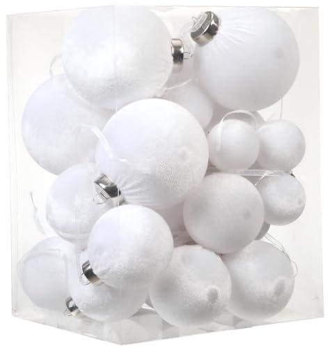 Sea Team Set 32 palline velluto floccato multitaglia bianco | Infrangibili, per albero, ghirlande e decorazioni