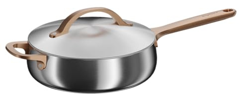 Berghoff Home Sautépfanne (24cm)– Schmorpfanne mit Deckel – Kochtopf für alle Herdarten inkl. Induktion – Kasserolle - spülmaschinengeeignet & Ofenfest - Rosegold