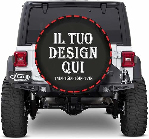 Personalizzato Copriruota di scorta il tuo con Foto Testo personalizzata Pneumatici portaoggetti Idrorepellente Individuale con fermacorda per Ruote Copertura Protettiva in Ecopelle 14 Pollici